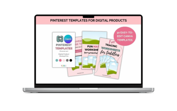 mockup of digital product pin templates