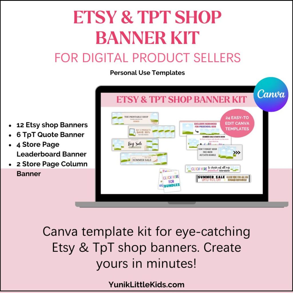 Etsy and tpt shop banner kit
