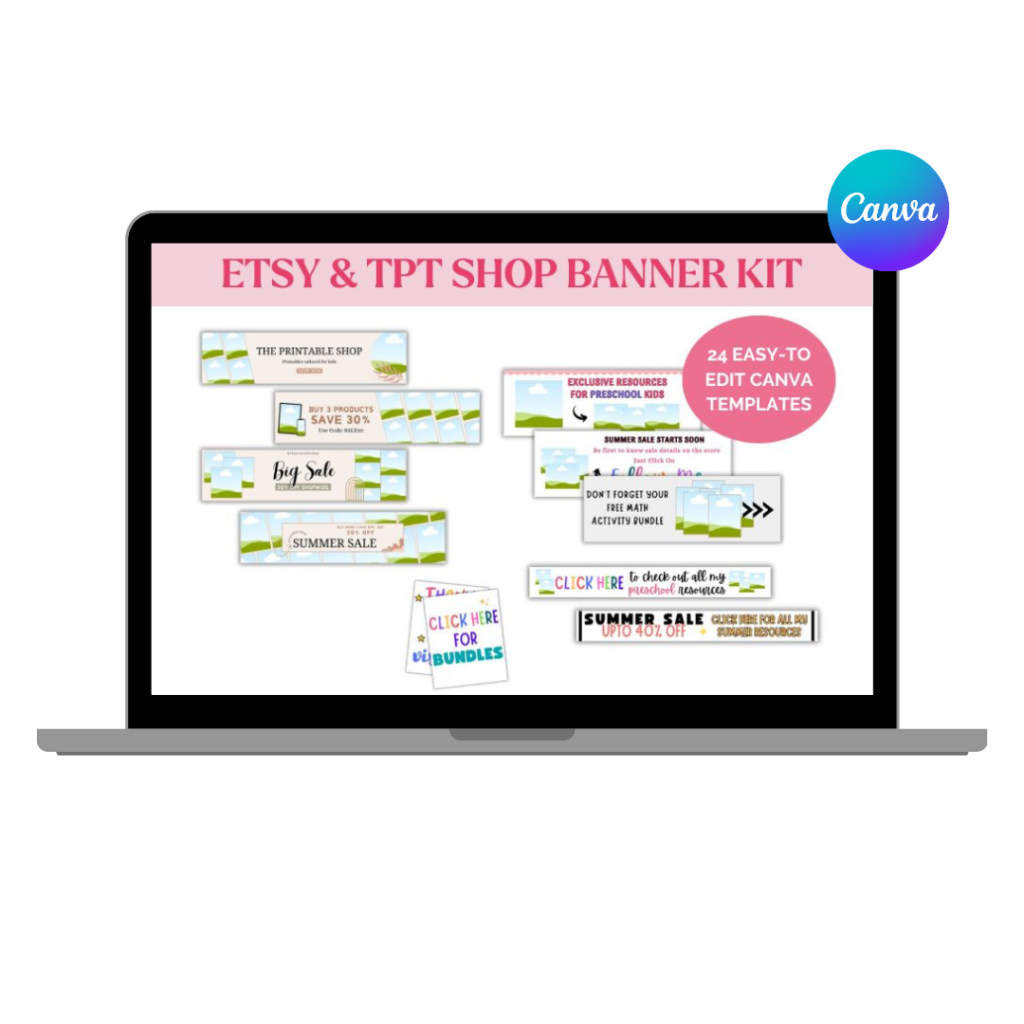 etsy and tpt shop banner template kit