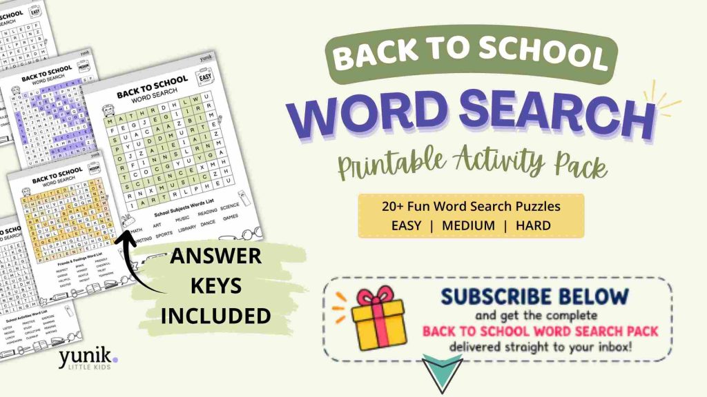 Back to school word search subscribe below