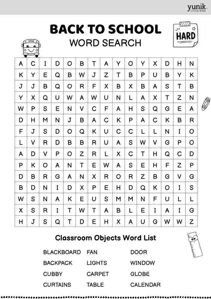 Class objects Back to school Hard