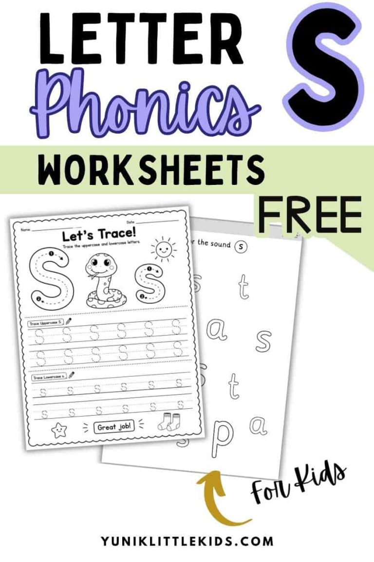 Letter S Phonics Worksheets for Kids