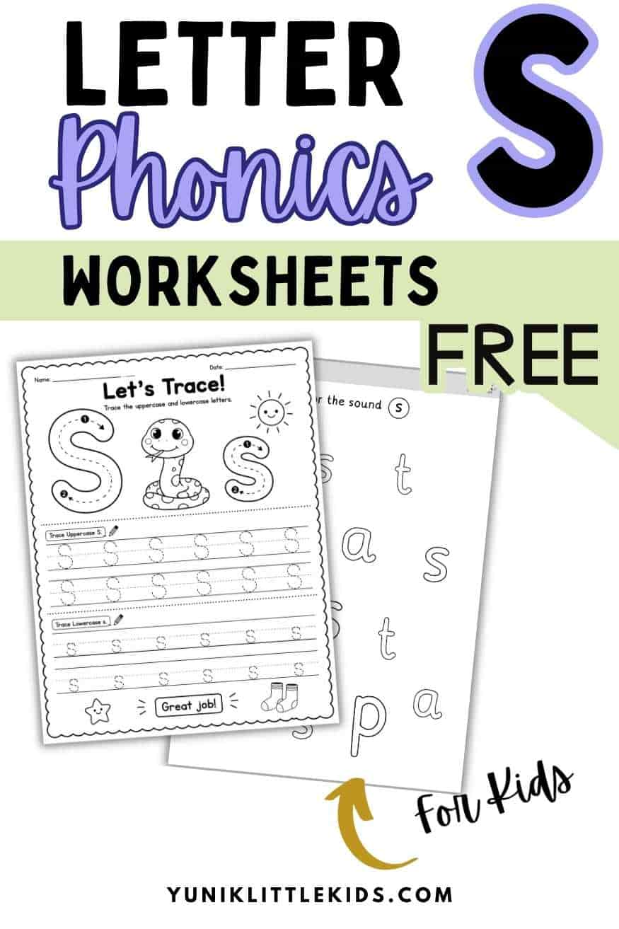 Letter S Phonics Worksheets for Kids