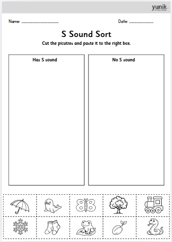 Letter S Sound sorting activity