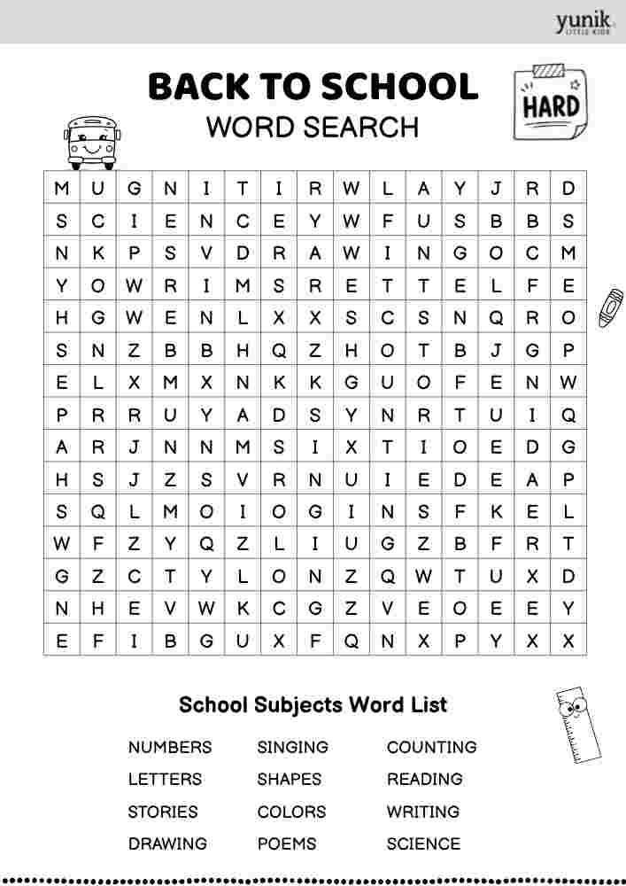 Subjects Back to school Hard