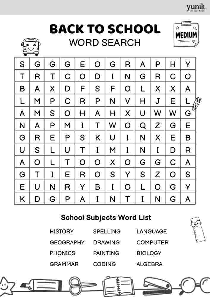 Subjects Back to school Medium