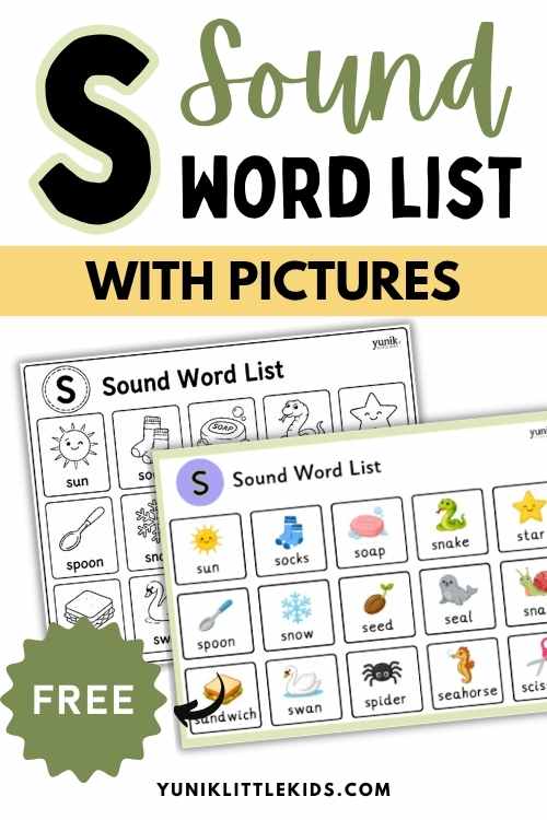 s sound word list with pictures featured image