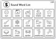 s sound words with picture black and white