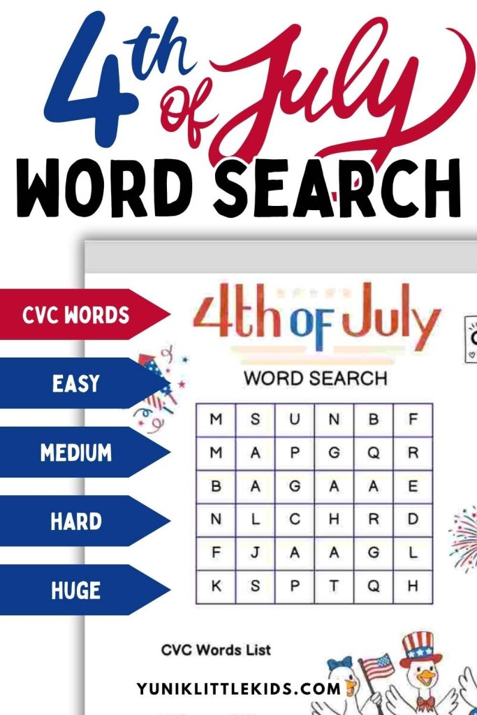 CVC 4th of july word search