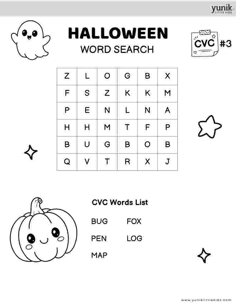 Halloween Word Search CVC 3