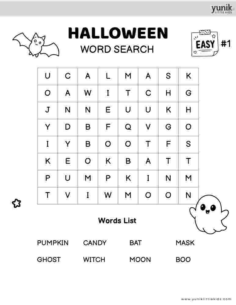 Halloween Word Search easy 1