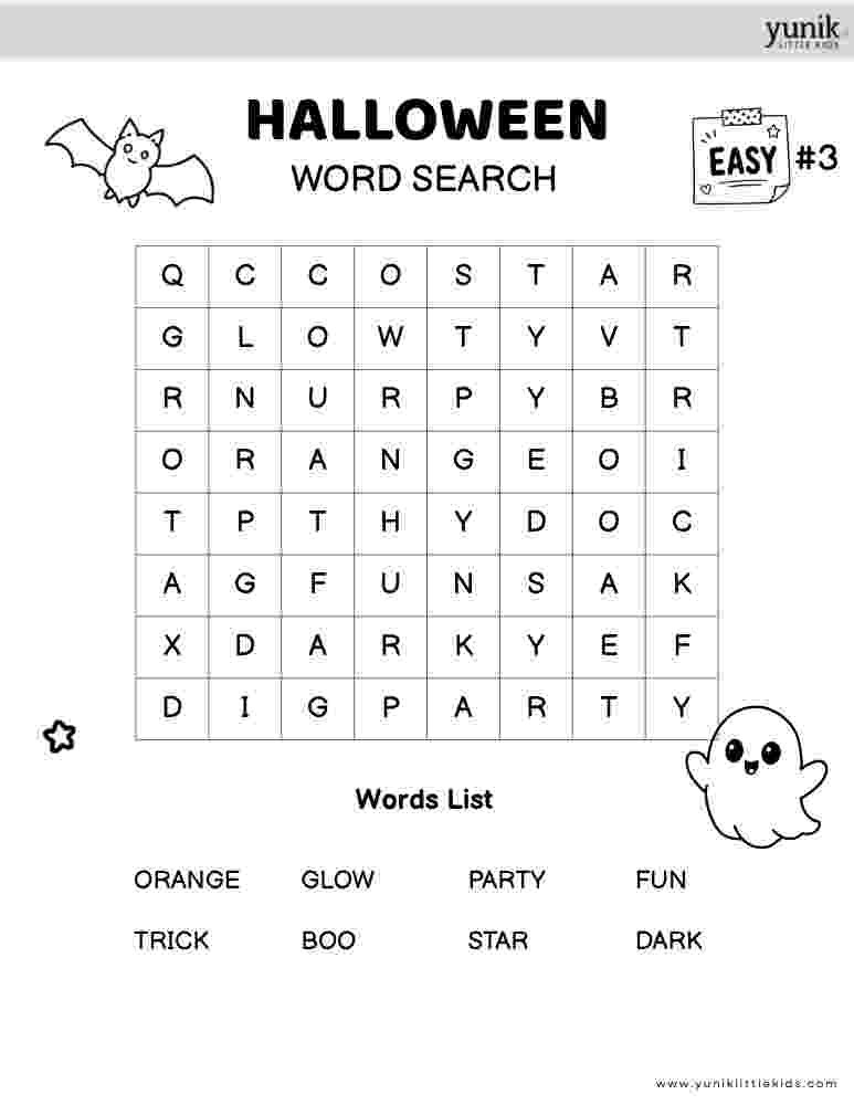 Halloween Word Search easy 3