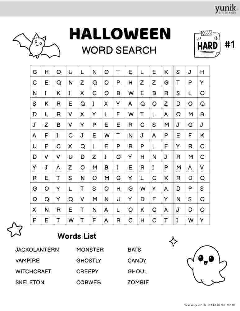 Halloween Word Search hard 1