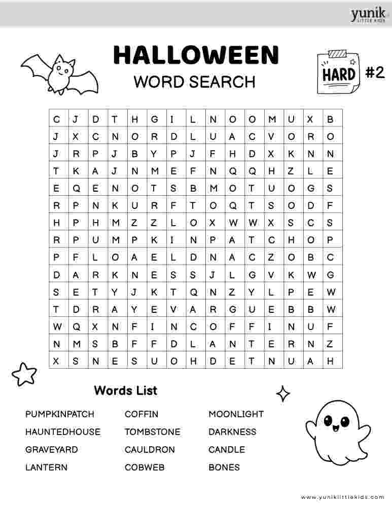 Halloween Word Search hard 2