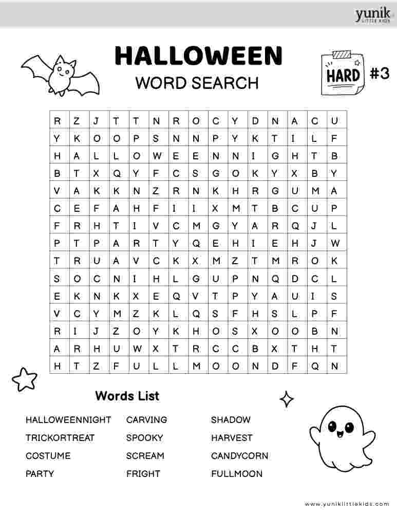 Halloween Word Search hard 3
