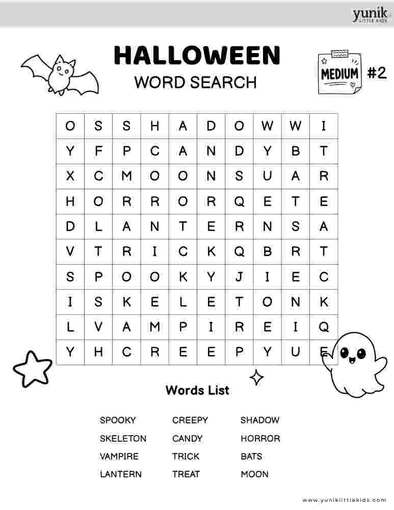 Halloween Word Search medium 2