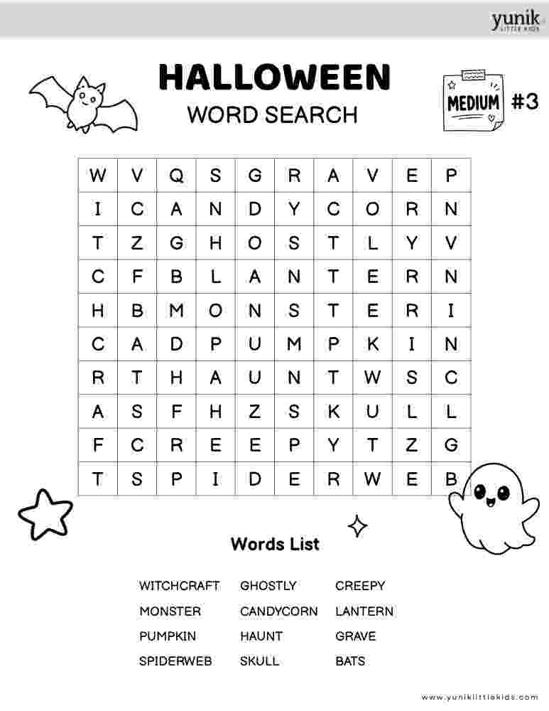Halloween Word Search medium 3