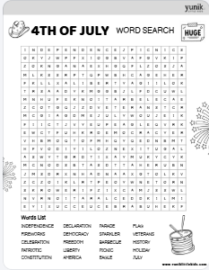 Huge BW 4th of july wordsearch