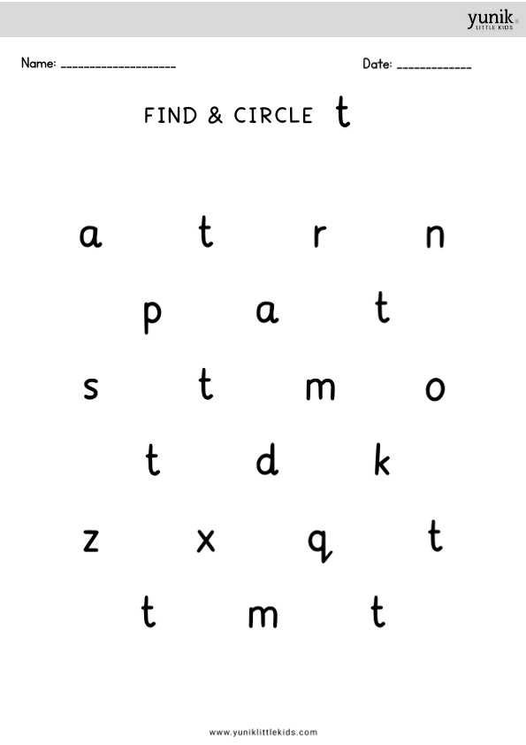 Find and circle letter t-1