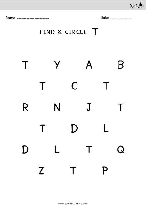 Find and circle letter uppercase T-1
