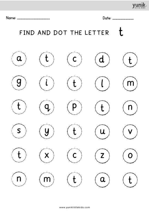 Find the letter t - dot marker-1