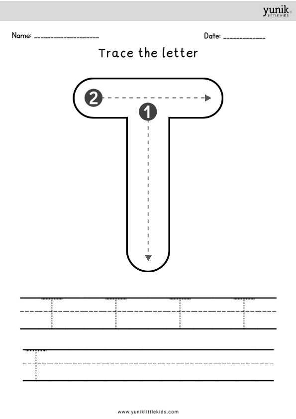 Trace the letter uppercase T