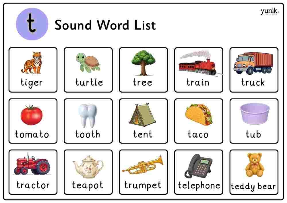 t sound word list with pictures